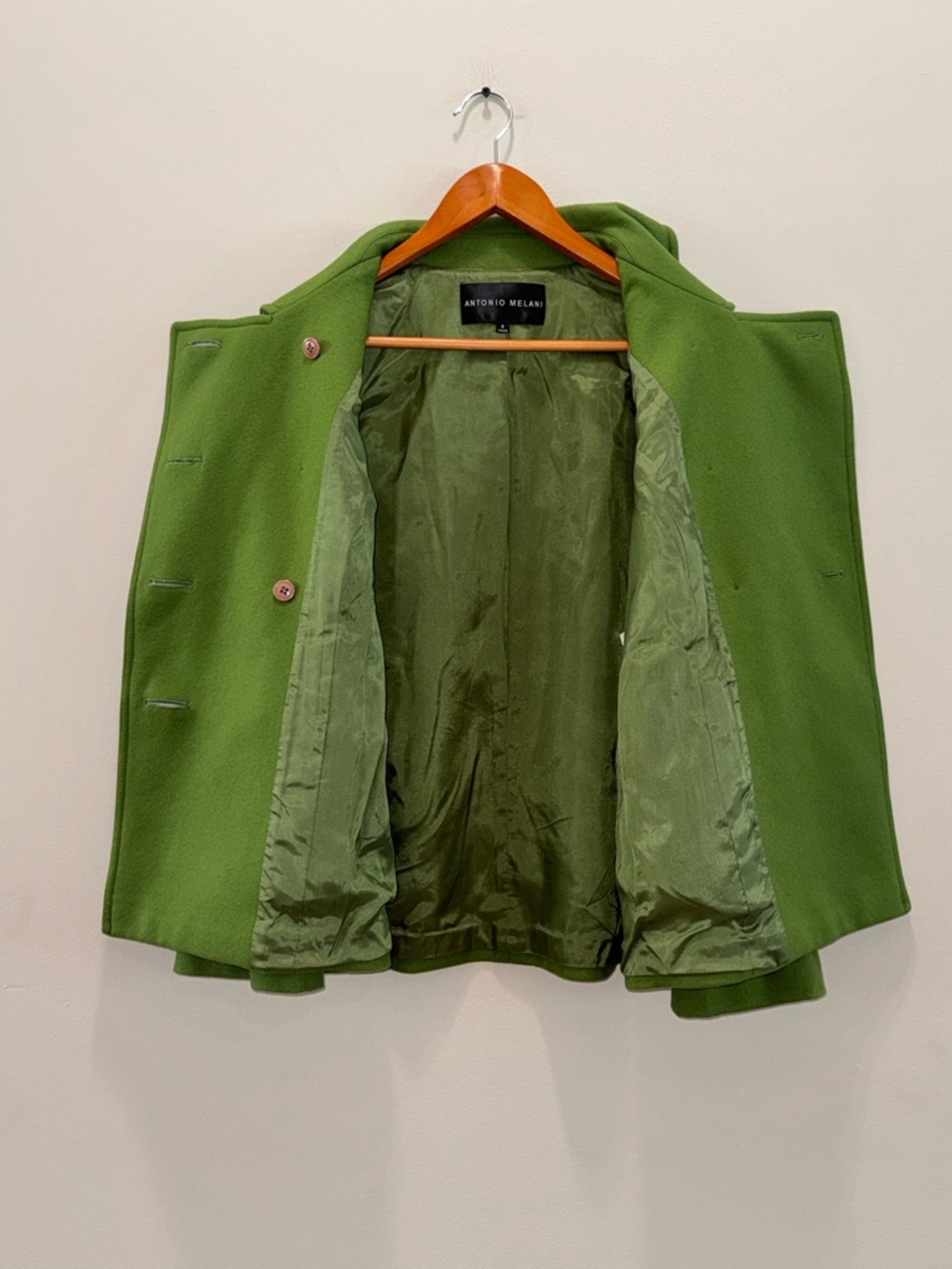 Antonio Melani Chartruese Green Wool blend Cuff detail Double breasted jacket, - Picture 11 of 11